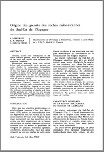 Origine des grenats des roches calco-alcalines du Sud-Est de l’Espagne